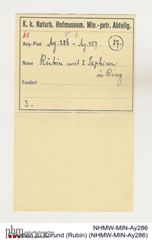 Etiketten zu Korund (Rubin) (NHMW-MIN-Ay286)
